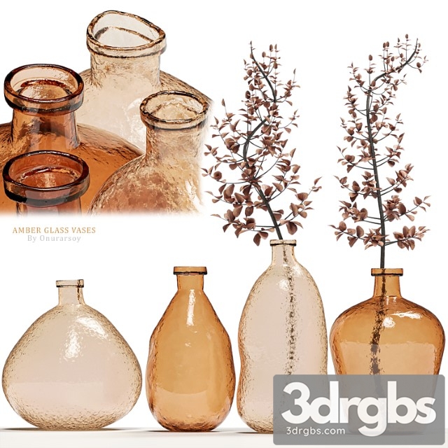 Crate Barrel Amber Glass Vases