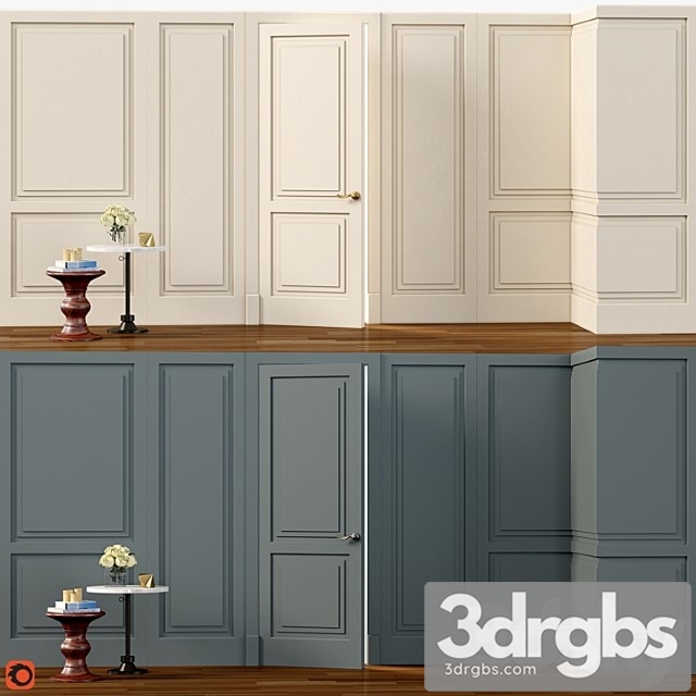 Wall molding. boiserie classic panels with door