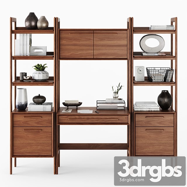 C & b tate bookcase desk and file cabinets 2