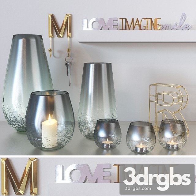 Decorative set Modern set of candlesticks, candles and decor