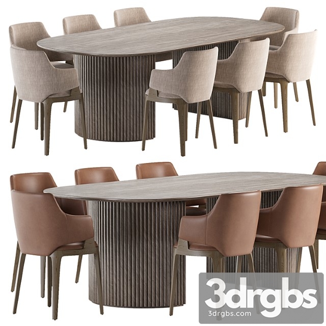 Parc oval dining table and velis chair