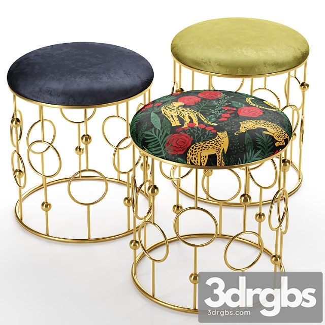 Pouf loft concept bright puf print golden ring 2