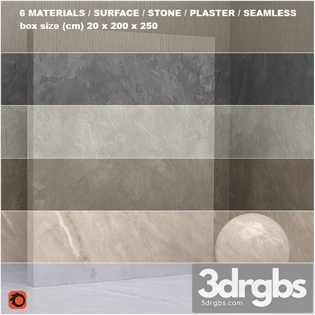 6 materials (seamless) - stone, plaster - set 22