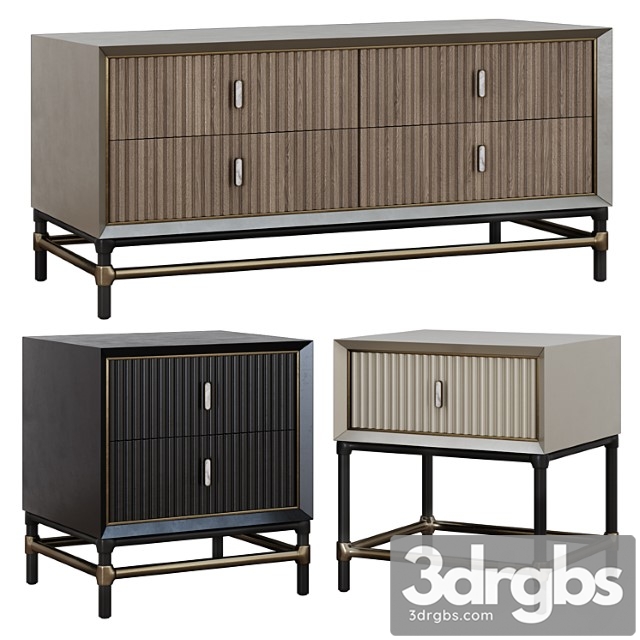 Chest of Drawers and Bedside Tables in Art Deco Style 05