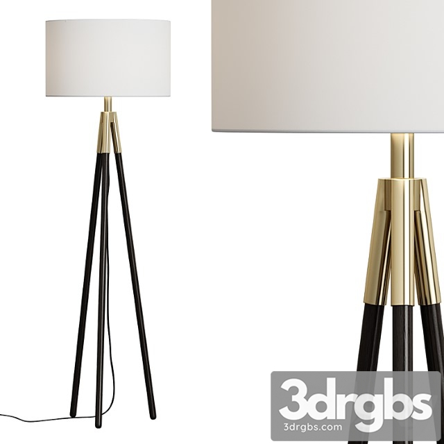 Hyde brass and bronze metal tripod floor lamp