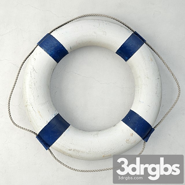 Vintage nautical navy blue & white life preserver