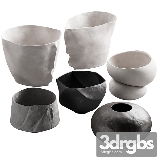 302 Decorative Vases And Pots 02 Deformed Folded Relief Vase