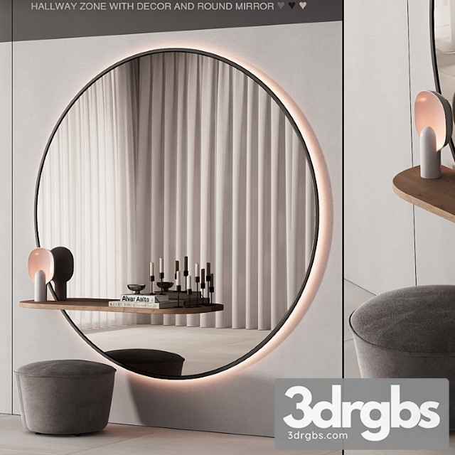 229 Hallway Zone 06 Large Round Minimal Round Mirror 01