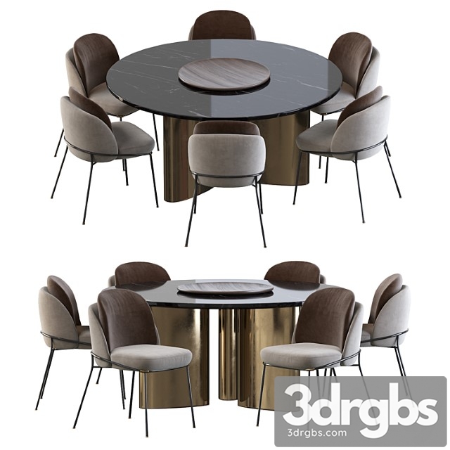 Modern baron sea foam dining chair and round table 2