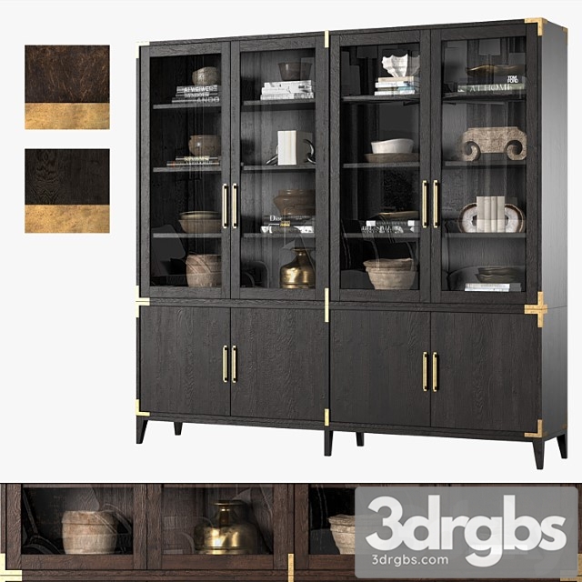 Cayden campaign 4-door glass sideboard & hutch (dark)