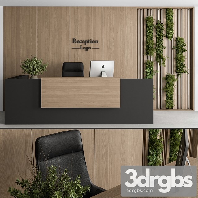 Reception desk and wall decor with vertical garden - office set 309