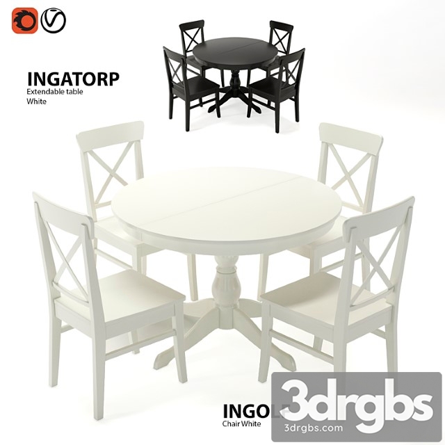 Table and Chairs IKEA Ingatorp and Ingolf