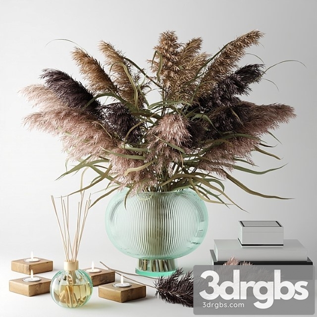 Bouquet Of Dry Herbs In Glass Vase 2