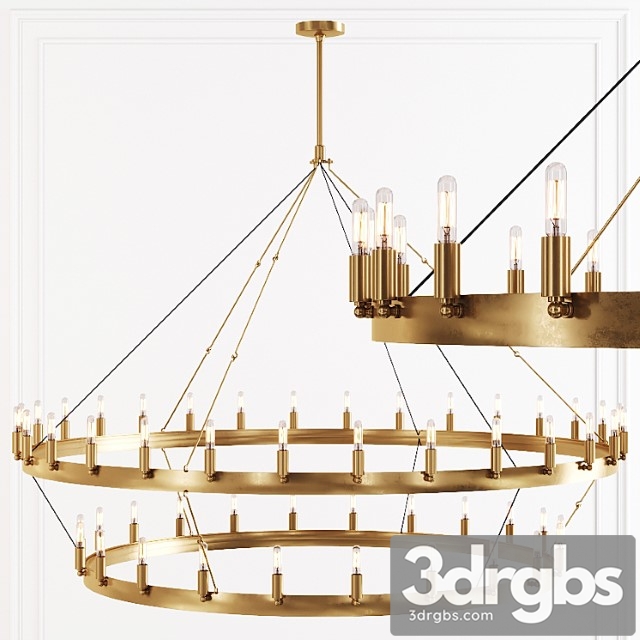 Restoration Hardware Camino Vintage Filament 2 Tier Chandelier 63 Brass