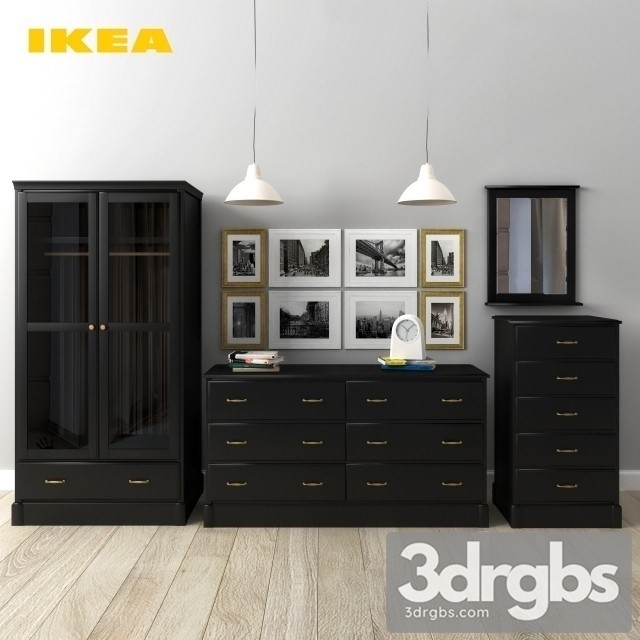 Ikea Wooden Black Chest