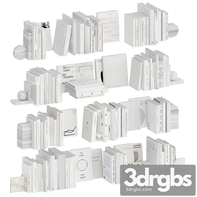 A Set Of White Books With Bookends