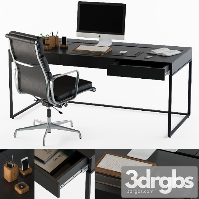 Black office desk set 2