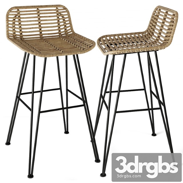 Rattan iron bar stool 2