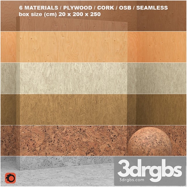 Wood 1 6 materials (seamless) - plywood, osb, cork - set 5