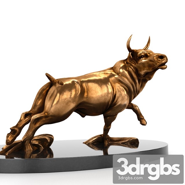 A bronze statue of a bull