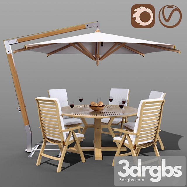 Set of garden furniture brafab with a garden way umbrella 2