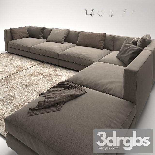 Flexform Gray Couch Sofa