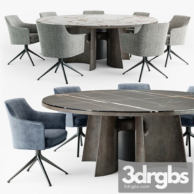 Poliform Kensington Round Table Stanford Chair Set 1