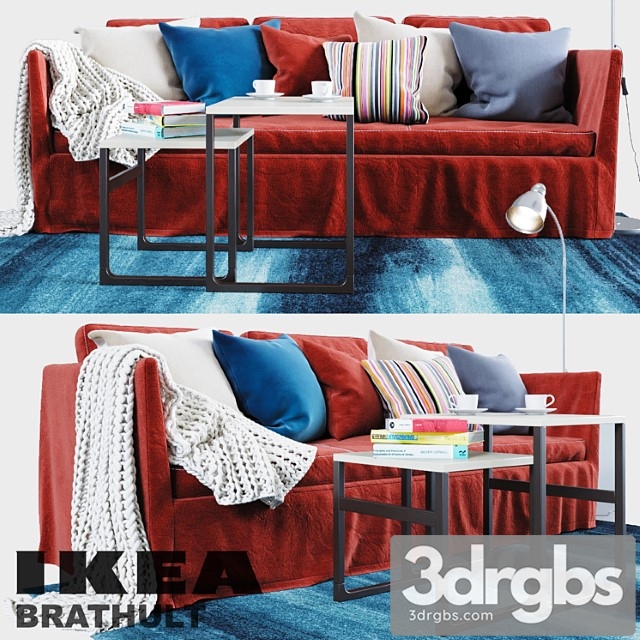 Brathult red 3-seat sofa