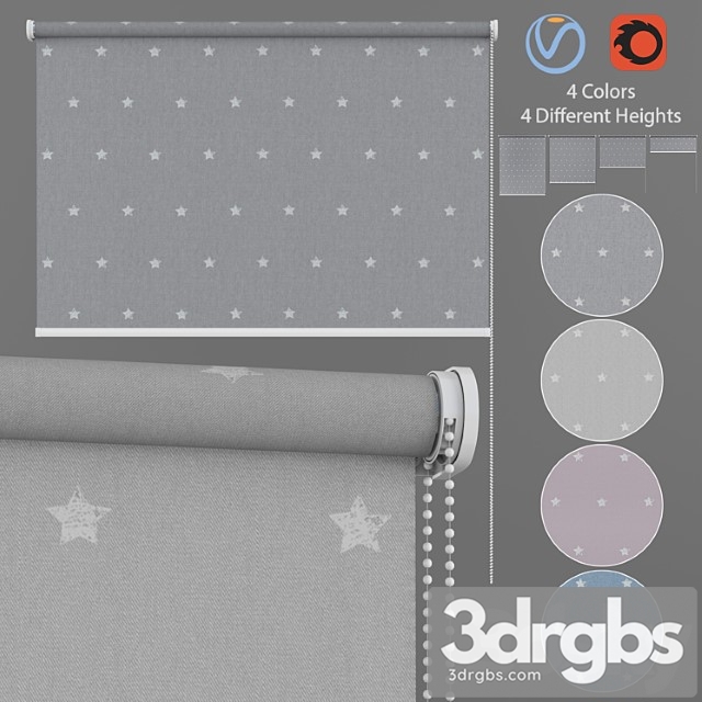 Roller Blind Stars in Four Colors Set 1