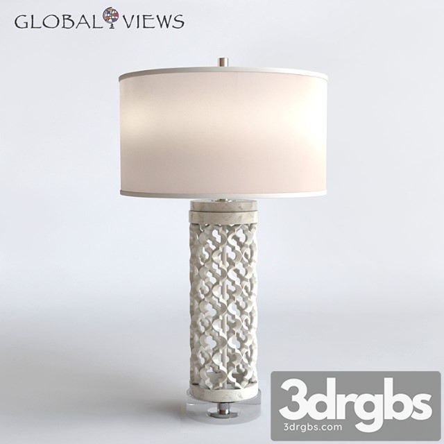 Global Views Lighting Arabesque Round Marble Table Lamp