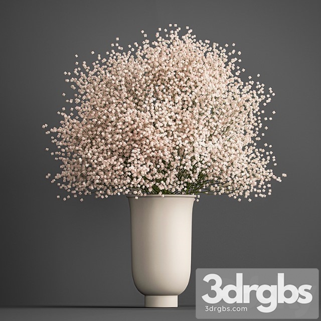 Bouquet of White Flowers in a Vase With Gypsophila Gibsolubka Kachim 201