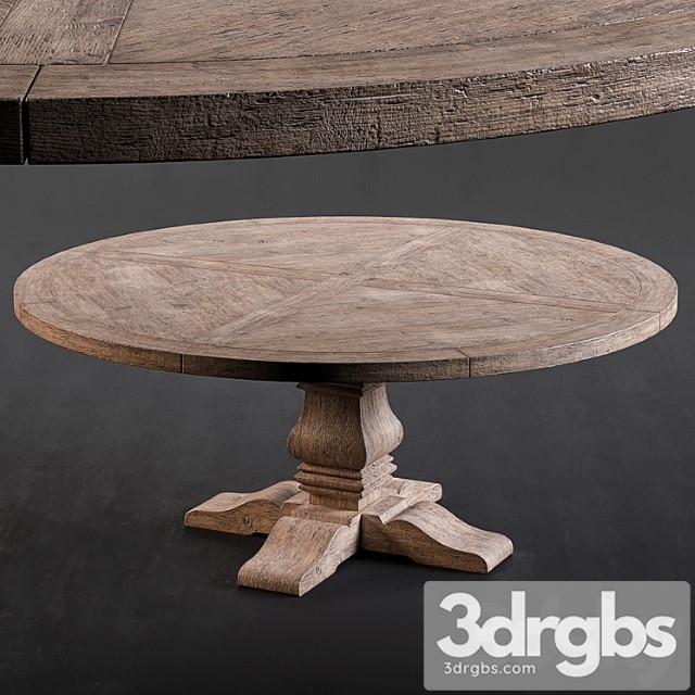 Rh salvaged wood round dining table 2