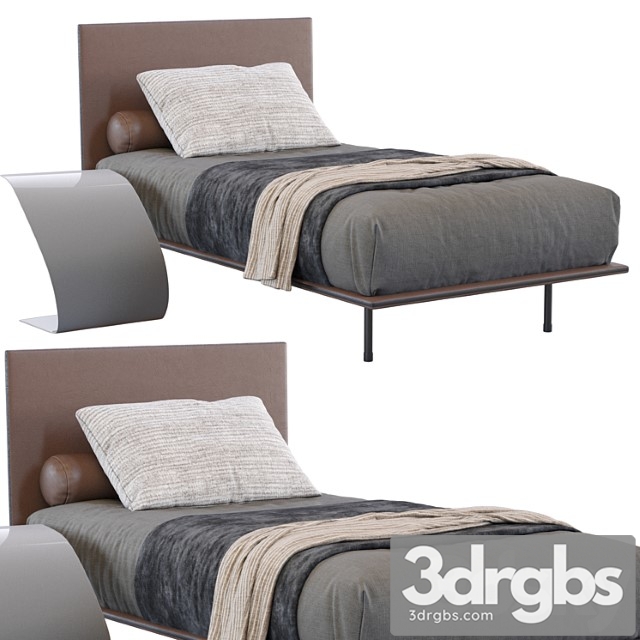 Leather thin single bed by bonaldo