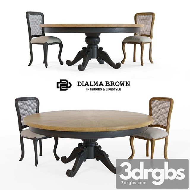 Dialma brown table and chair 2