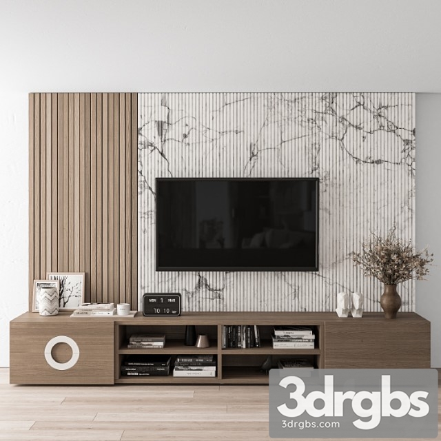 Tv wall stone and wood - set 16