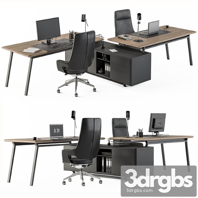 Employee Set Wood and Black Office Furniture 270