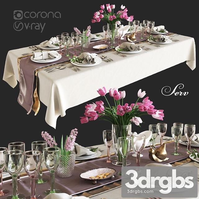 Decorative set Table setting with flowers