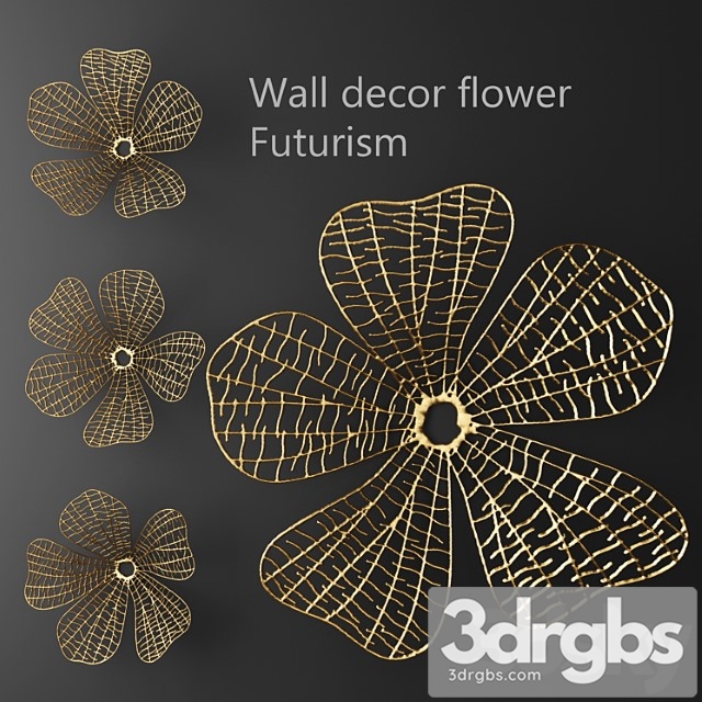 Wall decor flower futurism, luxury, golden decor, wall, metal, luxury, abstraction, flower, picture, art