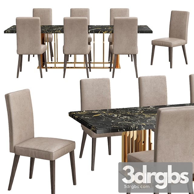 Contemporary designer italian marble rectangular dining table set 2