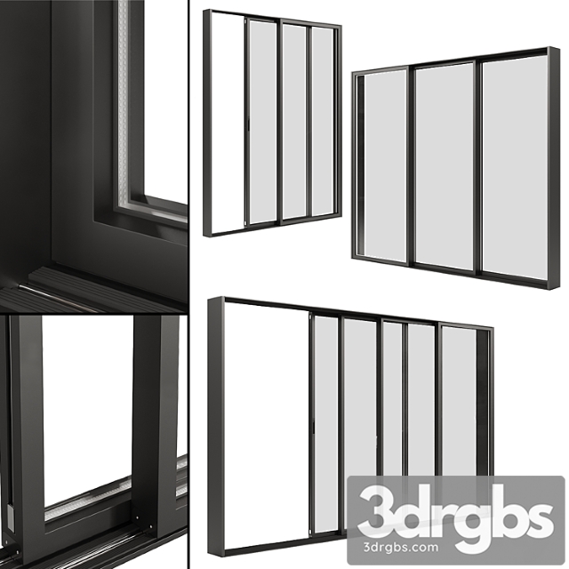 A Set Of Sliding Metal Windows Doors