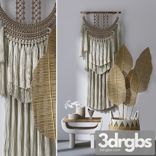 Decorative Set With Wall Hanging Macrame 4