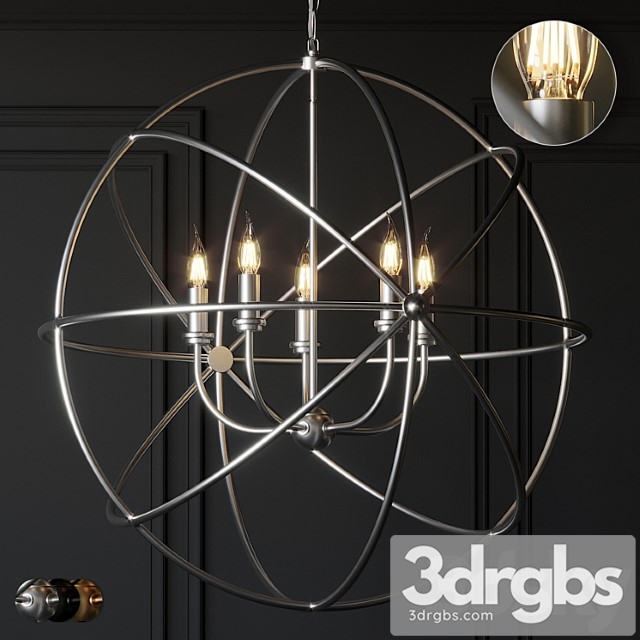 Ballard Design Beau Orb Chandelier Antique Silver Bronze and Champagne