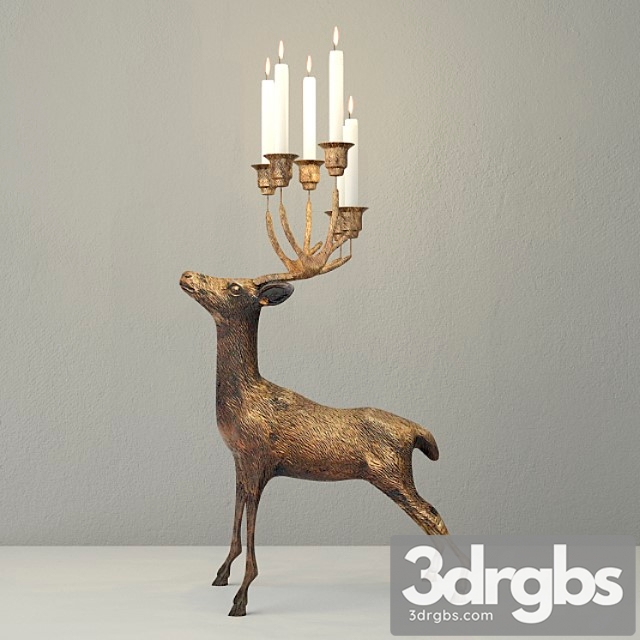 Oversize Brass Deer Candle Holder