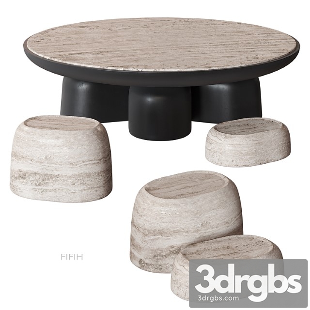 Fifih coffee table travertine hommés