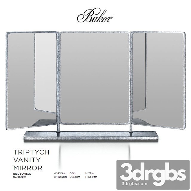 Triptych vanity mirror by baker