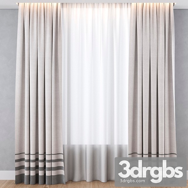 Curtain with gray stripes