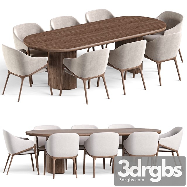 Angelcerda Chair Moon Table Dining Set 1