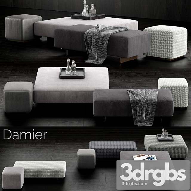 Minotti damier ottomans 2