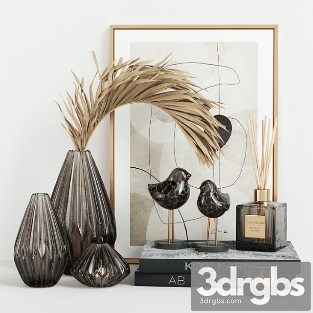 Decorative set with glass birds