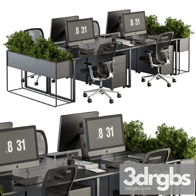 Office furniture - employee set - plants box divider 34